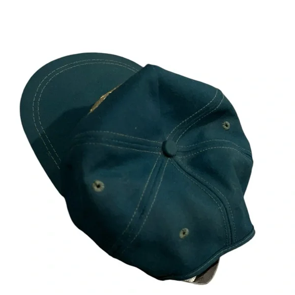 Vintage JOHN DEERE FLY-IN 92-93 Farmer Trucker Hat Cap golden wing Leather Strap - Picture 4 of 12